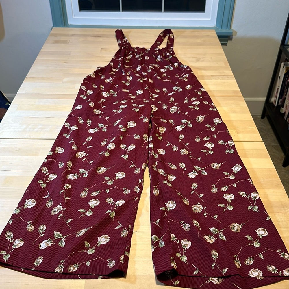 New Entro Burgundy Floral Cropped Jumpsuit